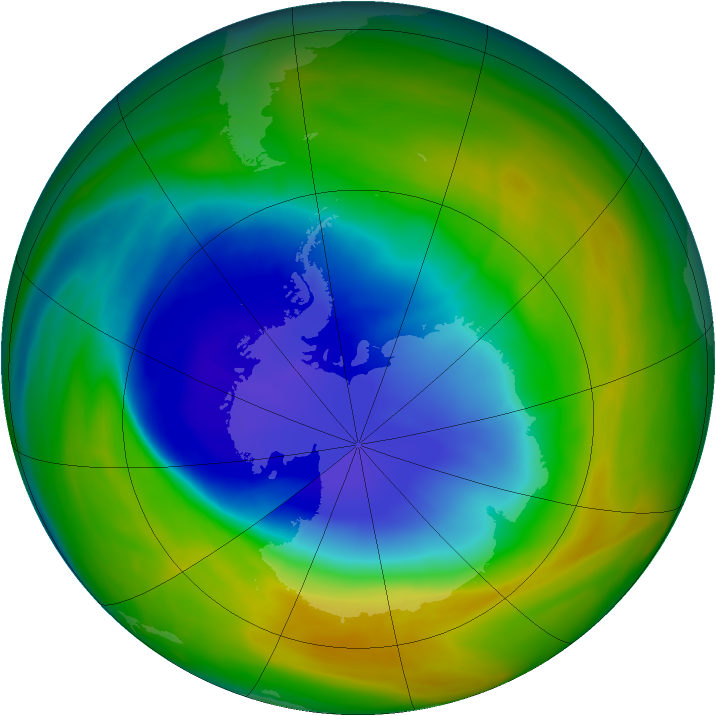 Antarctic ozone map for 30 October 2005